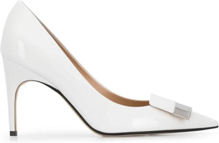 Sergio Rossi Witte Leren Pumps met Puntige Neus White Dames