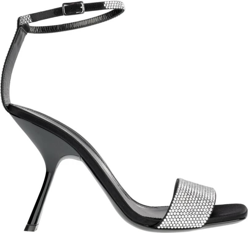 Sergio Rossi Zilveren Strass Sandaal Black Dames