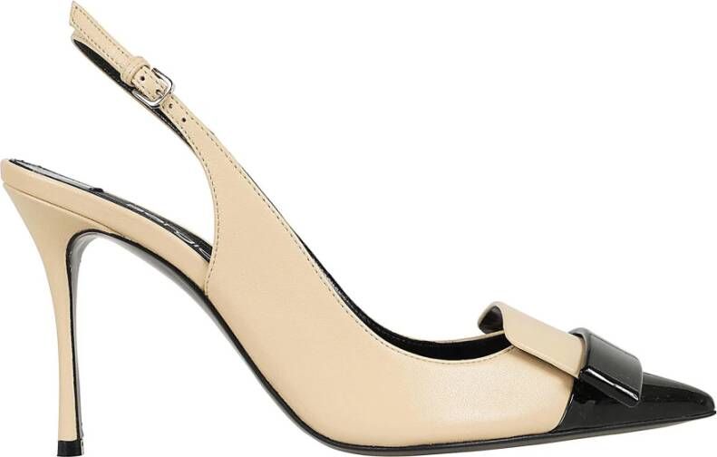 Sergio Rossi Zwart Soft Skin Slingback-90 Beige Dames