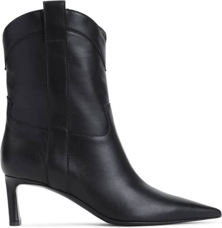 Sergio Rossi Zwarte Enkellaarsjes met 6cm Hak Black Dames