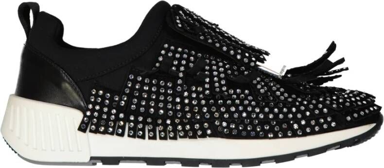 Sergio Rossi Zwarte Kristal Sneakers Aw23 Black Dames