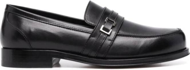 Sergio Rossi Zwarte leren loafers met gespsluiting Black Dames