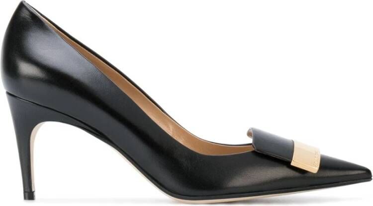 Sergio Rossi Zwarte leren pumps met hak Black Dames