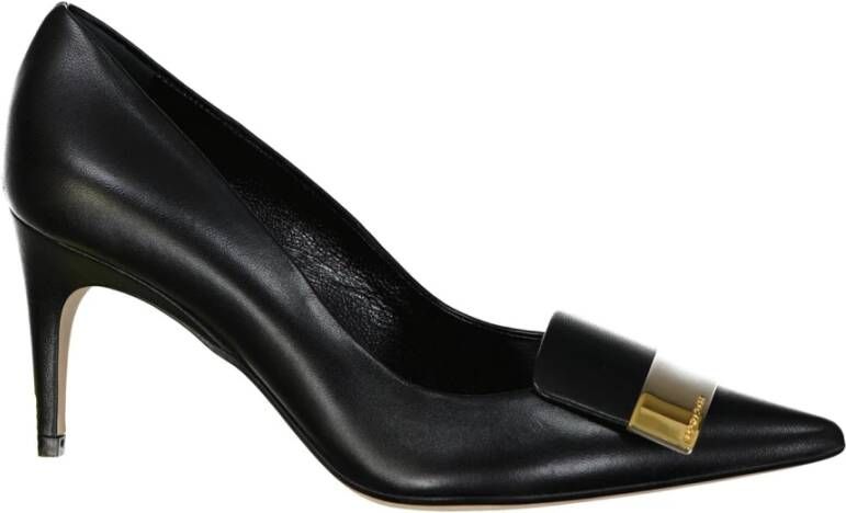 Sergio Rossi Zwarte leren puntige neus pumps Black Dames