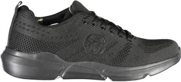 Sergio Tacchini Eenvoudige zwarte vetersneakers met contrasterende versiering Black Heren