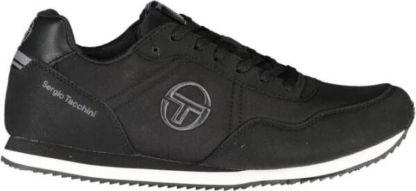 Sergio Tacchini Elegante Zwarte Geborduurde Sneakers Veters Black Heren