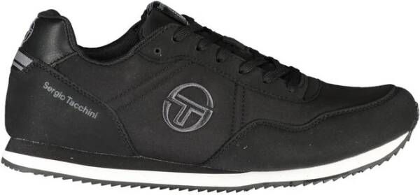 Sergio Tacchini Elegante Zwarte Geborduurde Sneakers Veters Black Heren