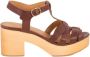 Sessun Bruine Leren Klompstijl Sandalen Brown Dames - Thumbnail 2