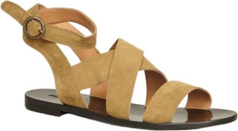 Sessun Giudi suede leather flat sandals Beige Dames