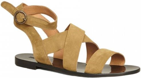 Sessun Giudi suede leather flat sandals Beige Dames