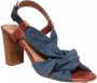 Sessun Blauwe Leren Strik Sandalen Blue Dames - Thumbnail 6