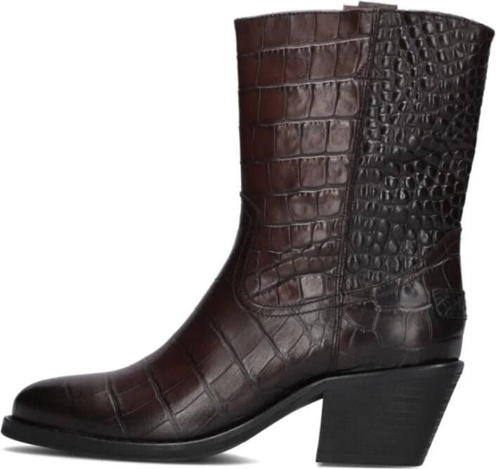 Shabbies Croco Print Enkellaars Brown Dames