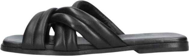 Shabbies Elegante Zwarte Leren Dames Slippers Black Dames