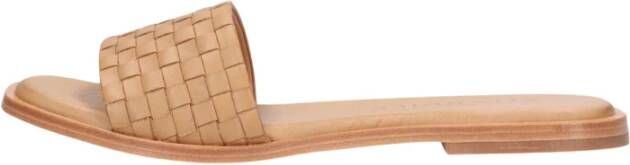 Shabbies Geweven Leer Camel Slippers Brown Dames