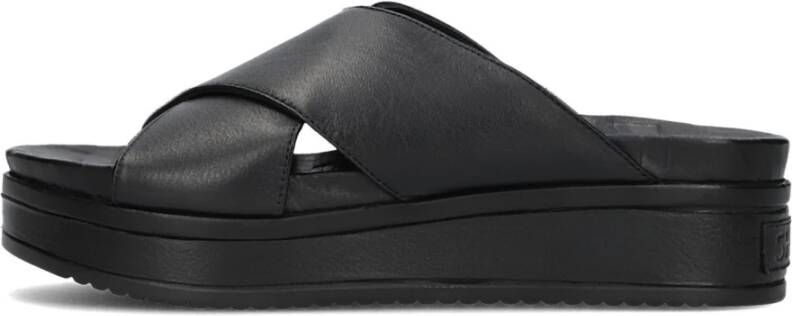 Shabbies Zwarte Plateauslipper Must-Have Trendy Stijl Black Dames