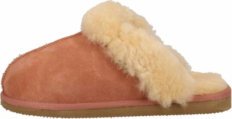 Shepherd Comfortabele Nubuck Leren Pantoffels met Echte Lamsvacht Voering Brown Dames