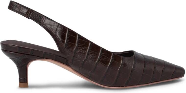 Shoe the Bear Croco Leren Slingback Hak Chocolade Brown Dames