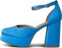 Shoe the Bear Elegante Satijnen Plateauhakken met Enkelband Blue Dames - Thumbnail 1