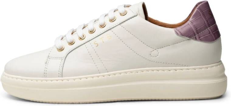 Shoe the Bear Geselecteerde sneaker leer Wit Lavendel Krokodil White Dames