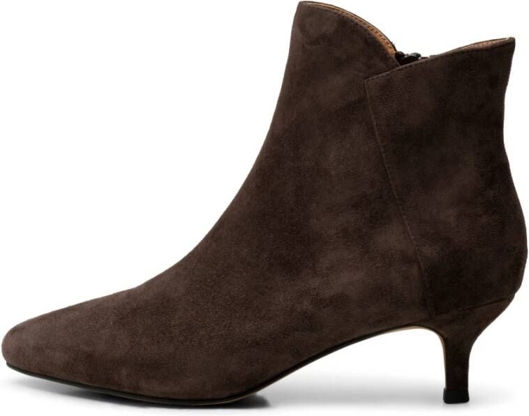 Shoe the Bear Elegante Suède Enkellaars met Ritssluiting Brown Dames