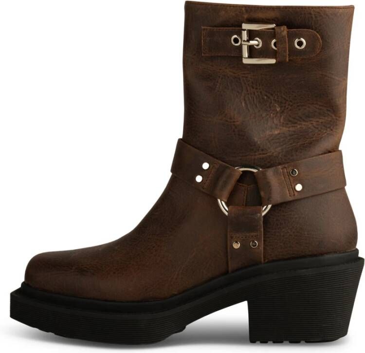 Shoe the Bear Stevige Leren Bikerlaars Brown Dames