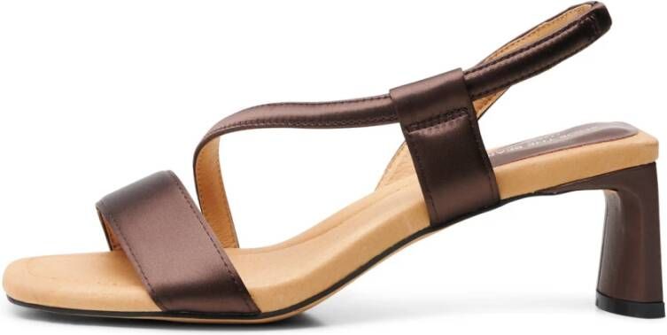 Shoe the Bear Sylvi sandal satin Bruin Satijn Brown Dames