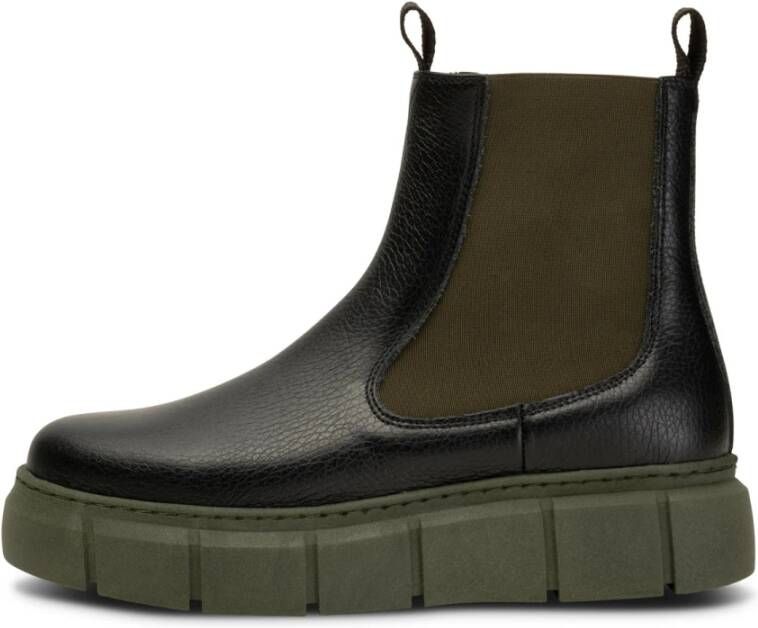 Shoe the Bear Tove Chelsea Laars Zwart Khaki Black Dames