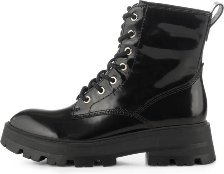 Shoe the Bear Viv Boots Leather Black High Shine Zwart Dames