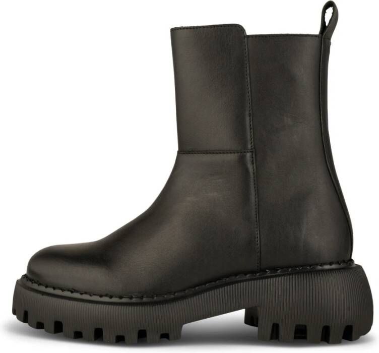 Shoe the Bear Zip Boot Leren Chunky Zool Black Dames