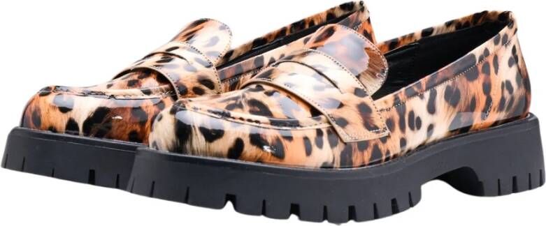 Silvian Heach Leopard Print Platform Loafers Multicolor Dames