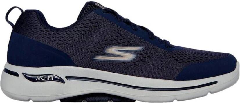 Skechers Blauwe Mesh Sneakers met Ondersteuning en Arch Fit Blauw Heren