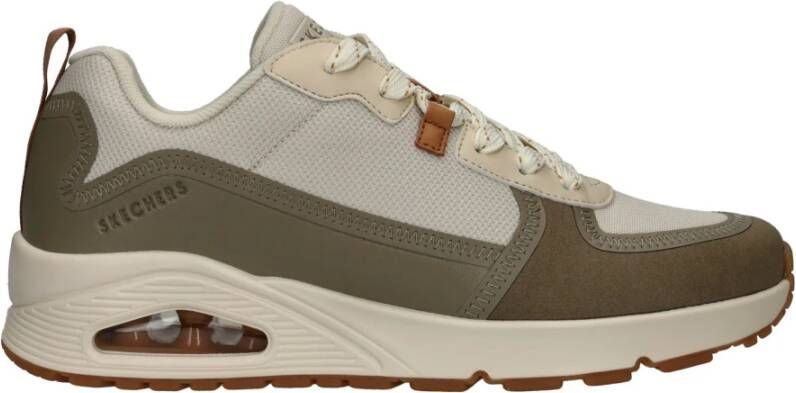 Skechers Beige en olijfgroene sneaker met Air-Cooled Memoryfoam Beige Heren