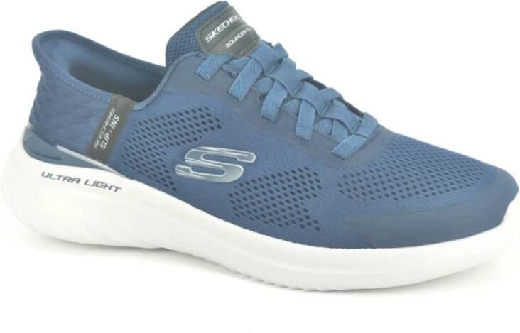 Skechers Blauw Lycra Slip-On Schoenen Blue Heren