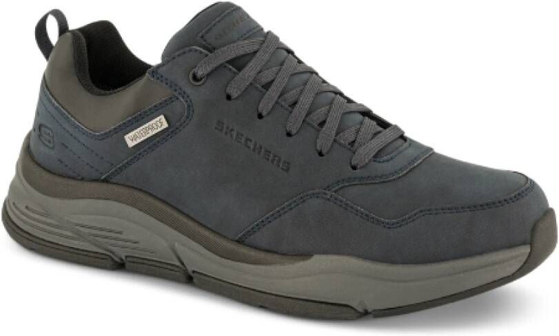 Skechers Blauwe leren herenschoenen Blue Heren