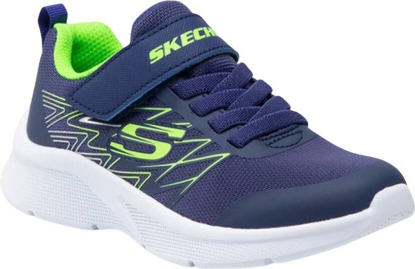 Skechers Microspec Texlor Blauw Sneakers met Klittenband Jongens