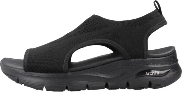 Skechers Comfortabele Arch Fit Platte Sandalen Black Dames