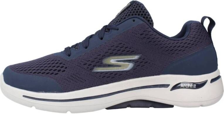 Skechers Blauwe Mesh Sneakers met Ondersteuning en Arch Fit Blauw Heren