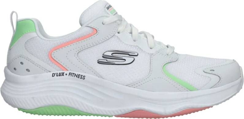 Skechers D'Lux Fitness Sneaker Dames Wit Groen Roze