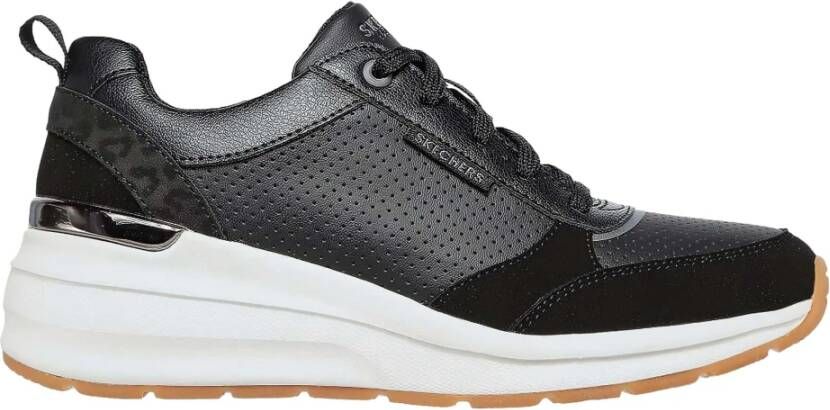 Skechers Geperforeerde Duraleather Sneakers Black Dames