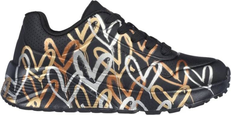 Skechers Uno Lite Metallic Love Sneakers Meisjes Zwart