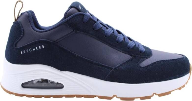 Skechers Blauwe Suède Casual Sneaker met Air-cooled Memory Foam Blauw Heren