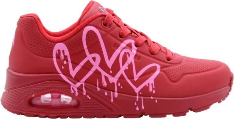 Skechers Uno Goldcrown Dripping Heart Sneaker Dames Rood Roze Schoenen