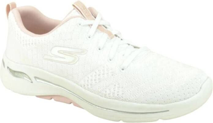 Skechers Witte en Roze Stoffen Sneakers Wit Dames