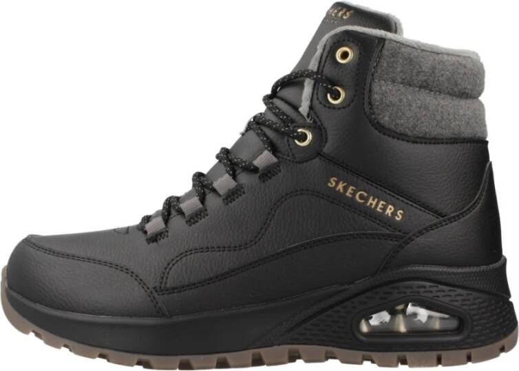 Skechers Damesschoenen Uno Rugged 177179-BBK Zwarte Enkellaarsjes