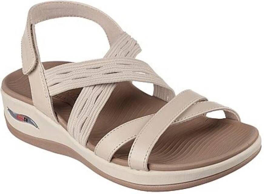 Skechers Stijlvolle platte sandalen voor vrouwen Beige Dames