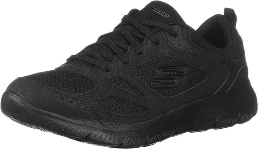 Skechers Summit Mesh Leren Sneakers Vetersluiting Platte Black Heren