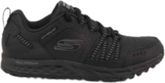 Skechers Waterdichte Zwarte Sneakers Platte Zool Veters Black Heren