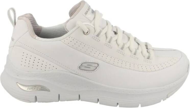 Skechers Witte Leren Low Top Sneakers Wit Dames