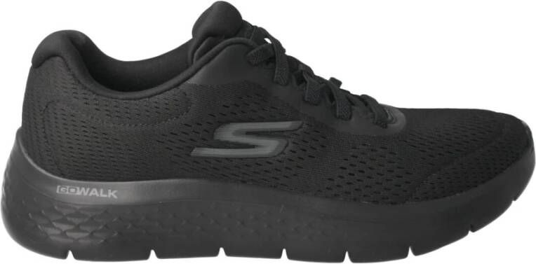 Skechers Zwarte Mesh Wandelschoenen met Elastische Veters Black Heren