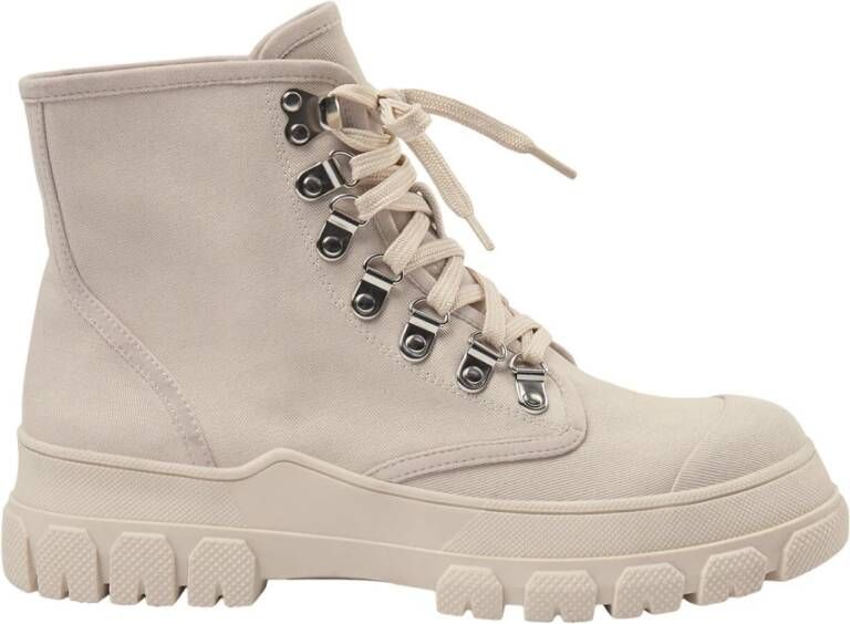 Sofie Schnoor Chunky Militaire Stijl Laarzen Off White Beige Dames